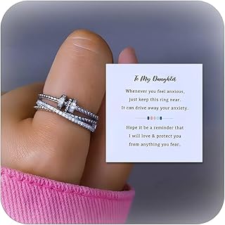 To My Daughter Ring Fidget Ring for Women Daughter Gift from Mom Anxiety Worry Ring Adjustable Open Ring Multi-layered Spinner Rings for Relief Trendy Rings Christmas Gifts Stocking Stuffers