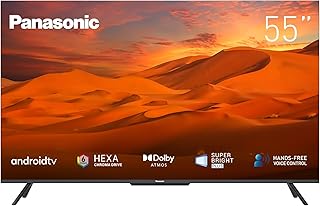 تلفزيون اندرويد ذكي من باناسونيك، 55 بوصة 4 كيه UHD وHDR، كروم كاست مدمج، شاهد في اي بي، دولبي اتموس، دولبي فيجن، تصميم نحيف، لوحة فائقة السطوع للغاية، تقنية هيكسا كروما درايف، TH-55JX850M موديل 2021