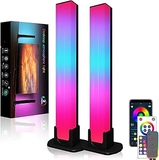 مجموعة قضبان اضاءة LED ذكية مكونة من 2 قطعة مصابيح الالعاب اضواء RGB قابلة للتعتيم للالعاب للكمبيوتر الشخصي خلفية محيطة للتلفزيون مزامنة الموسيقى مع متغيرة الالوان ايكيك متعدد الألوان ايكيايك