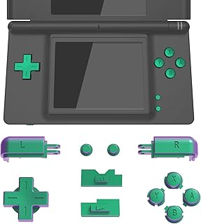 eXtremeRate Chameleon Green Purple Replacement Full Set Buttons for Nintendo DS Lite Handheld Console, Custom D-pad A B X Y Start Select R L Power Volume Keys for Nintendo DS Lite NDSL - No Console