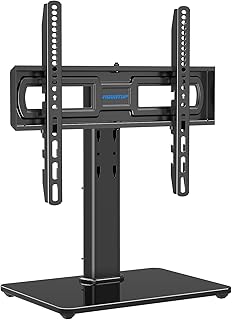 ماونت اب حامل تلفزيون دوار عالمي للتلفزيون مقاس 37-55 بوصة، حامل طاولة تلفزيون بارتفاع قابل للتعديل مع قاعدة من الزجاج المقوى، قاعدة حامل تلفزيون تحمل حتى 88 باوند، ماكس فيسا 400 × 400 ملم MU0036