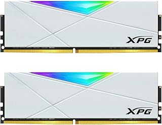 بطاقة DDR4 D50 RGB 16GB (2x8GB) 3600MHz PC4-28800 يو- دي اي ام ام 288 دبوس CL18-22-22 من اكس بي جي، لون ابيض (AX4U36008G18I-DW50)