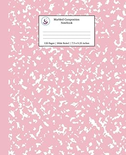 Marbled Composition Notebook: Pink Marble Wide Ruled Paper Subject Book: 12