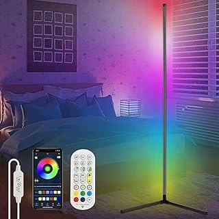 مصباح اضاءة LED 96 ارضي بقطر 1.6 متر - RGB لتزيين المنزل وغرفة النوم المعيشة الالعاب - يمكن التحكم به عن طريق البلوتوث والتطبيق الالكتروني وجهاز بعد لتشغيل الموسيقي متعدد الألوان