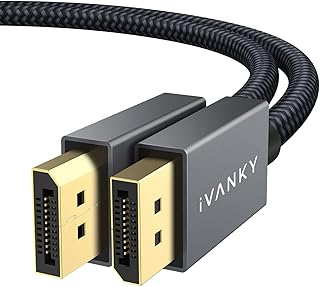 IVANKY DisplayPort to DisplayPort Cable 3m Ultra HD 4K Gold Plated Nylon Braided & Gold Plated DP Male Cable [4K@60Hz, 2K@165Hz, 2K@144Hz] for PC ASUS/Dell/Acer, GTX Graphics Card, Monitor, etc - Grey