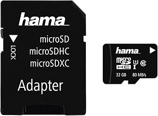 هاما microSDHC 32GB UHS-I Class1 C10 c/w محول - (533x / 80 ميجابايت/ثانية) - اسود