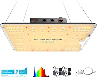 سبايدر فارمر SF1000 مصباح نمو LED LM301H ايفو من سامسونج نبات كامل الطيف قابل للتعتيم وعالي الكفاءة واختراق اعمق لبدء البذور وازهار الخضروات في خيمة زراعة 2×2/3×3 ألومنيوم ابيض