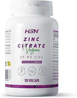 HSN - Zinc Citrate | 25 mg Elementary Zinc Per Capsule | 4 Month Supply | High Bioavailability | Vegan, Gluten Free, Lactose Free, 120 Veg Caps