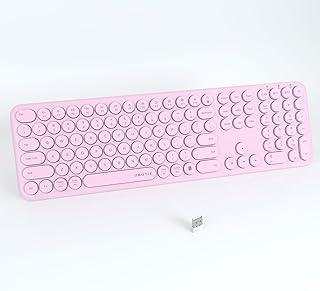 UBOTIE Wireless Pink Keyboard, Bluetooth 2.4GHz Dural Mode Connection Scissor Switches Slim Quiet Round Keycaps Full Size Office Computer Keyboards for PC MAC Smart Phones