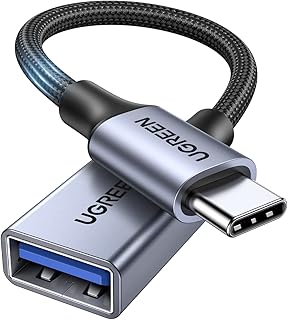 يوجرين USB C إلى 3.1 Gen1 محول مضفر من النوع ذكر أنثى OTG متوافق مع ماك بوك برو، ايباد مايكروسوفت، سامسونج جالاكسي تاب A8 و S22 ألترا، هواوي، شاومى، رمادي