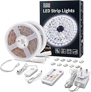 شريط اضاءة LED ابيض خافت 10 متر بجهاز تحكم عن بعد 600 مصباح ساطع 6500K 2835 حبل مزودة بلصق بالقابس مع وضع تايمينج لغرفة المعيشة وغرفة النوم والمطبخ وديكور مراة الخزانة