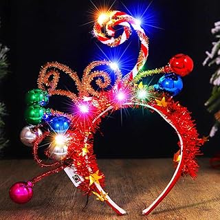 Zoestar Christmas Headband with LED Christmas Baubles Luminous Hair Band Christmas Decorations Holiday Party Hair Accessories for Women