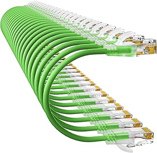 كيبل تصحيح كات 6 ايه رفيع بطول 1 قدم (24 قطعة) من 10 جي سوبكسل، كيبل توصيل ايثرنت كات 6 مرن 550MHZ 10G، كيبل شبكة كات 6 ايه موفر للمساحة للوحة التصحيح، اخضر