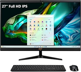 ايسر كمبيوتر مكتبي اسباير C27-1800-UR12 AIO | شاشة 27 انش FHD IPS | انتل كور i5-12450H | انتل UHD جرافيكس | 16GB DDR4 | 1TB PCIe جيل 4 SSD | انتل لاسلكي واي فاي 6E | كيبورد وماوس لاسلكيان