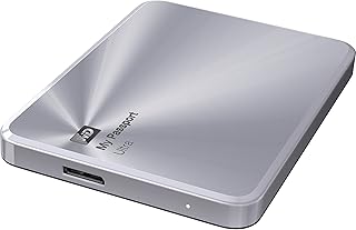 قرص صلب خارجي محمول ماي باسبورت الترا اصدار معدني فضي بذاكرة تخزين 1TB مع منفذ USB 3.0 من دبليو دي، موديل WDBTYH0010BSL-NESN