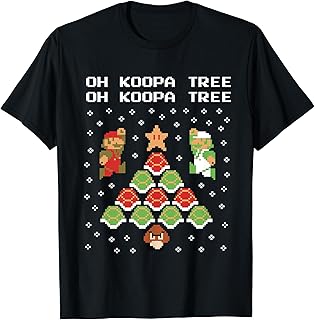 تي شيرت بأكمام قصيرة مطبوع عليه عبارة Koopa Tree Goomba Christmas