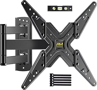 حامل تلفزيون يثبت على الحائط بحركة كاملة قابل للدوران والامالة للتلفزيونات والشاشات مقاس 26-60 بوصة، دعامة تثبيت على الحائط في الهواء الطلق مع ذراع مفصلي، اقصى دوران فيسا 400 × 400 ملم حتى 70 باوند