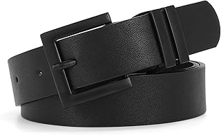 Women's Leather Belt for Jeans Trousers Dresses Fashion Women's Belt Square Gold/Silver Buckle Waist Belt for Women