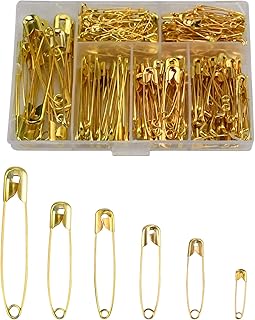 Small Safety Pins Gold 250 Pieces Golden Pins Assorted Sizes for Arts Crafts Baby Clothing Arts Nickel Plated Pins 55mm 45mm 36mm 32mm 28mm 22mm