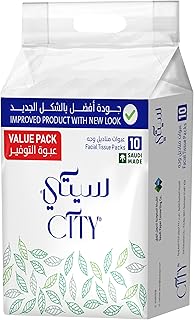 مناديل سيتي للوجه من طبقتين × 160 ورقة، 10 قطع - علبة واحدة