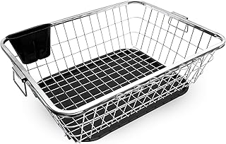 TEKCOOL Utensils Basket Drainer & Dish Drainer Basket for Kitchen/Utensil Stand for Kitchen/Dish Drying Rack with Drainer/Bartan Stand/Dish Rack for Kitchen(Size- 56x43x23 CM/Chrome Finish).