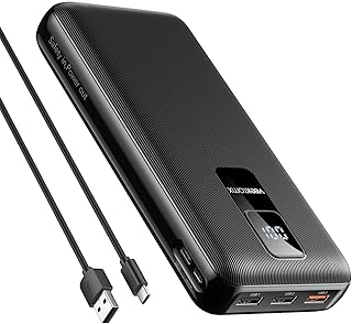 باور بانك 30000mAh من فيكتومكس شاحن محمول بتقنية توصيل الطاقة والشحن السريع 20 واط USB-C بثلاث مخارج بطارية خارجية بسعة هائلة متوافق مع ايفون/ سامسونج نوت 10 / اس 21 22 التر/ التابلت أسود