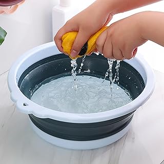 Foldable Washbasin Portable Plastic Thickened Foldable Basin for Travel Dormitory Washing Clothes (Large)