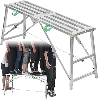 Stepladders Scaffolding Platform Portable Folding Multipurpose Work Platform Scaffold Tower Ladder Stool, 880-Pound-Capacity, for Washing Vehicles, Cleaning, DIY Tools