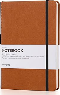 Lemome Thick Classic Notebook with Pen Loop A5 College Ruled Hardcover Writing Notebook with Pocket + Page Dividers Gifts, Banded, Large, 180 Pages, 8.4 x 5.7 in، من ليمومي، 180 الصفحات