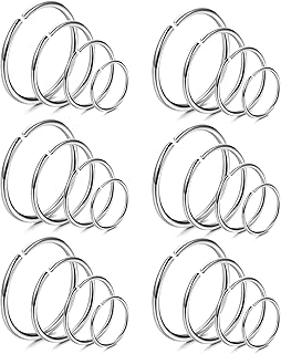 مجموعة أقراط الأنف 18-24 قطعة 20G من الفولاذ المقاوم للصدأ 316L، أقراط الأنف الحلقية والدائرية مقاس 6-12 ملم من بيستيل