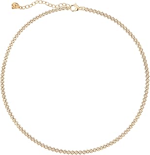 Dainty Gold Choker Necklace for Women 14K Gold Plated Coin Disc Figaro Layered Beaded Flat Mariner Sideways Cross Wishbone Link Clavicle Choker Necklaces for Women