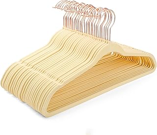 HOUSE DAY Velvet Hangers 50 Pack Beige Non-Slip Velvet Hangers- Heavy Duty Velvet Suit Hangers Velvet Space Saving Non Slip Clothes Hangers,Beige