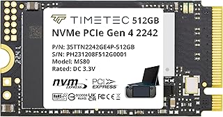 تايم تيك M.2 SSD NVMe PCIe الجيل 4×4 وسيط تخزين ذو حالة ثابتة داخلية (2242 512 جيجابايت الجيل الرابع × 4)