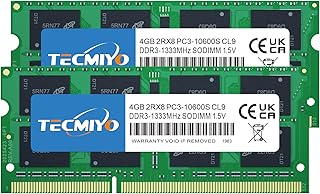 تيك ميو ذاكرة RAM DDR3-1333 8GB (2x4GB) PC3-10600S DDR3 1333MHZ سوديم RAM 2RX8 ثنائي الرتبة CL9 204 دبوس 1.5 فولت غير مخزنة ECC لنظام انتل AMD وماك