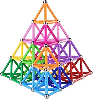 عصي مغناطيسية لعبة مطورة 160 قطعة 6 سم، مجموعة ألعاب ستيم تعليمية ثلاثية الأبعاد للأطفال والبالغين من فياتري