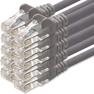 1aTTack.de Network Cable Cat.6 - Grey - 10x - 5m - (Set) - CAT6 Ethernet Cable Lan Cable 1000 Mbits (PoE) Patch Cable