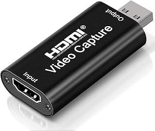 بطاقة التقاط الفيديو 4K HDMI، بطاقة Cam Link، بطاقة التقاط الألعاب، محول التقاط الصوت HDMI إلى USB 2.0، جهاز التقاط التسجيلات للبث، البث المباشر، مؤتمرات الفيديو، التدريس، الألعاب (أسود)