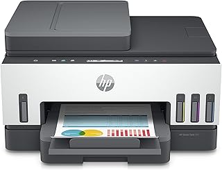 HP طابعة سمارت تانك 750 الكل في واحد لاسلكية 18000 صفحة سوداء او 8000 ملونة (تتضمن حبر الاصلي) طباعة مسح ضوئي نسخ تلقائية على الوجهين تغذية مستندات ابيض رمادي [6UU47A]، حقن للحبر