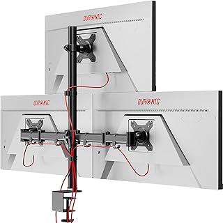 ديورونيك حامل ثلاثي DM253 | حامل مكتبي متعدد 3 كمبيوتر | ستيل | قابل للتعديل | لثلاث شاشات LED LCD مقاس 13-27 بوصة | فيسا 75/100 | 18.6 باوند لكل شاشة | إمالة -90 درجة/+35 درجة، دوران 180 درجة، دوران