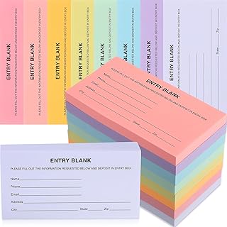 Kosiz 1000 Pcs Raffle Ticket Sheets Double Roll Entry Forms for Raffle Tickets with Name Phone Email for Auction School Events Network Contests Marketing(Multicolor)