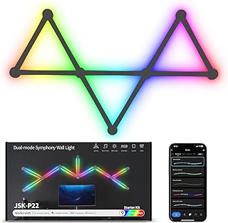 خطوط اضاءة حائط ذكية من كوبايبان قضبان LED RGB واي فاي اكثر 16 مليون لون قابل للتعتيم مزامنة الموسيقى يمكنك تركيبها بنفسك لديكور المنزل لمحبي بث حفلات الالعاب تعمل مع اليكسا أسود