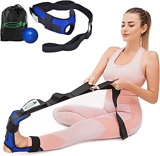 Lumia Wellness Foot and Leg Stretcher with Carry Bag and Massage Ball - for Plantar Fasciitis, Achilles Tendinitis, Yoga Foot Leg Ankle Stretch Strap, Multi-Loop Stretching