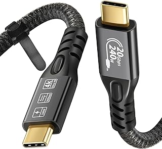 كيبل USB C 3.2 الجيل 2X2 20Gbps، نوع C 4K @60Hz UHD فيديو 5A/240W PD3.1 للشحن السريع مع علامة الكترونية متوافق مع ثاندربولت 3/4 ماك بوك برو جالكسي (USB3.2 الجيل الثاني 20G 240 واط 0.5 متر)