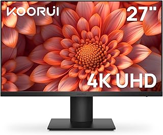 كوروي شاشة كمبيوتر 27 انش 4K UHD 3840 × 2160 IPS 4 مللي ثانية 60Hz 2X HDMI 2.0 ومنفذ عرض 1.4 مزامنة تكيفية HDR10 فيسا 100 ملم 90% DCI-P3 العناية بالعين أسود