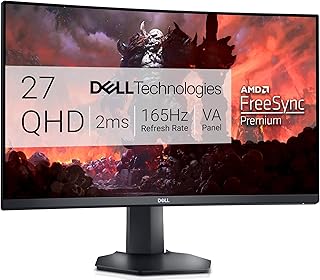 شاشة الألعاب المنحنية من Dell مقاس 27 بوصة مع معدل تحديث 165 هرتز ، شاشة QHD (2560 × 1440) ، أسود - S2722DGM، من ديل، LED