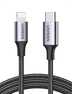 كيبل شحن سريع مضفرمن يوجرين بطول 3 متر معتمد من ابل منفذ USB C الى لايتنيج بقدرة 18 واط متوافق - هواتف ايفون 13 برو ماكس ميني ايباد 9 12 بلون اسود يو اس بي