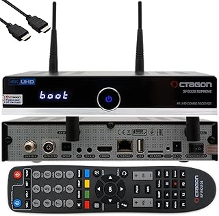 جهاز استقبال متعدد البث SF8008 HEVC أحادي القناة DVB-S2X بقرص صلب 4K UHD HDR من الاكتاجون، صندوق تلفزيون ذكي E2 لينكس وخادم وسائط وجهاز استقبال PVR بوظيفة التسجيل، بما في ذلك كيبل HDMI ايزي ماوس