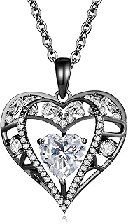 GEMMANCE 5 Heart Crystal Necklace 18K Rose Gold Plated - Pendant with 18+2 925 Sterling Silver Chain - Birthstone Jewelry for Women and Girls - Gift for Birthday, Christmas