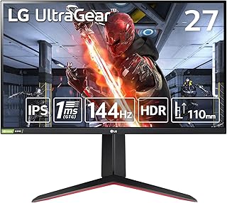 LG شاشة العاب الترا جير 27GN65R B 27 انش FHD IPS 144Hz 1 مللي ثانية GTG متوافقة مع جي سينك فري بريميوم HDR HDMI منفذ عرض محور تعديل الارتفاع من ال 1920 x 1080 أسود LCD