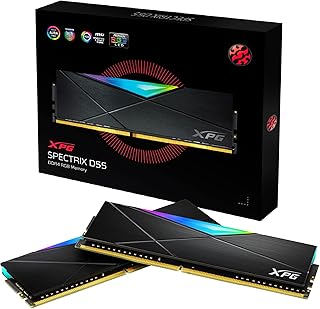 وحدة ذاكرة العاب اكس بيه جي SPECTRIX D55 DDR4 RGB من اداتا، 3600 ميجاهرتز 16 جيجابايت (2 × 8 جيجابايت)، حزمة مزدوجة، ذاكرة سطح المكتب عالية الاداء، اسود